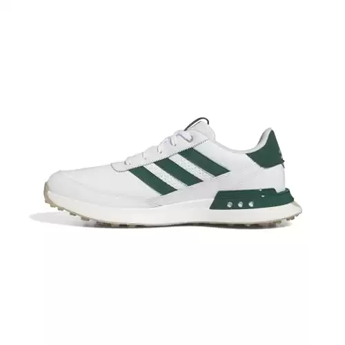 adidas Men's S2G Spikeless Laced Leather 24 Golf Shoes, FTWRWHITE/COLLGREEN/GUM4, 9.5