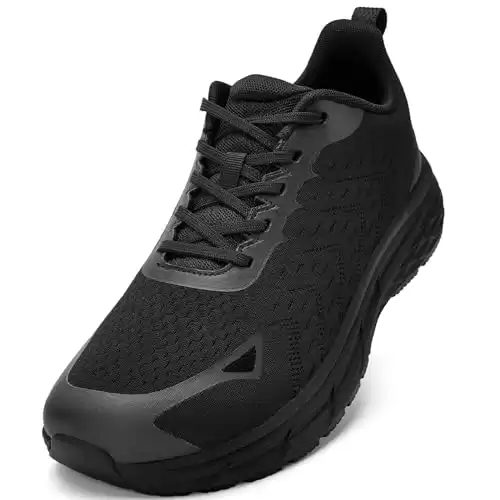 Akk Extra Wide Black Shoes for Men - Wide Toe Box Athletic Walking Sneakers Comfort Slip Resistant Running Tennis Shoes for Man Long Distance Size 12