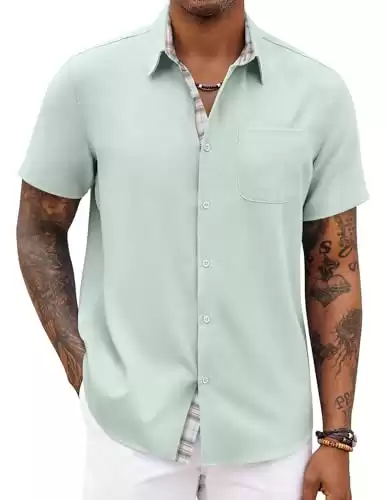 COOFANDY Men's Beach Shirt Short Sleeve Button Down (Available in different sizes/colors)