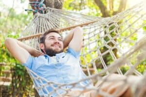 man in hammock.