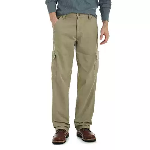 Wrangler Authentics Men's Relaxed Fit Cargo Pant (Logan), British Khaki Twill, 36W x 32L