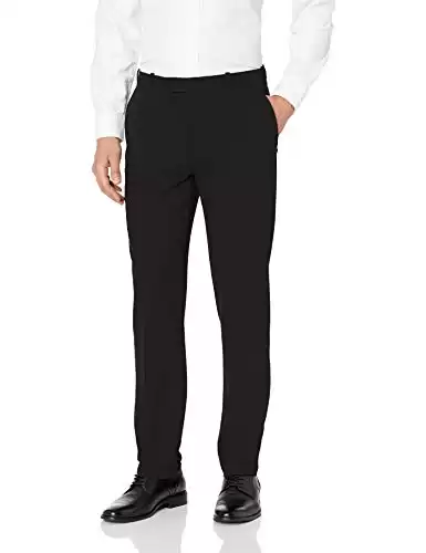 Van Heusen Men's Flex Straight Fit Flat Front Pant, Black, 33W x 30L