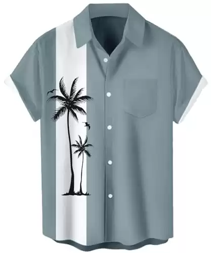 Palm Tree Hawaiian Shirt for Men Short Sleeve Button Down Shirts Casual Summer Beach Aloha Tops