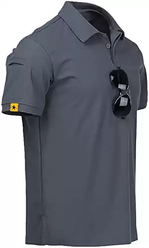 V VALANCH Golf Shirts for Men Summer Moisture Wicking Short Sleeve Polo Shirts Casual Tops Collared Shirt,Grey,XL