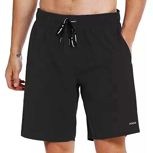 HOdo Mens Swim Trunks 9" Quick Dry Swim Shorts Bathing Suit (Large, Black)