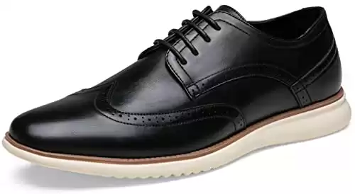 Jousen Men's Black Dress Shoes Brogue Lace Up Casual Dress Shoes for Men Wingtip Oxfords Shoes (AMY734 Black 10.5)