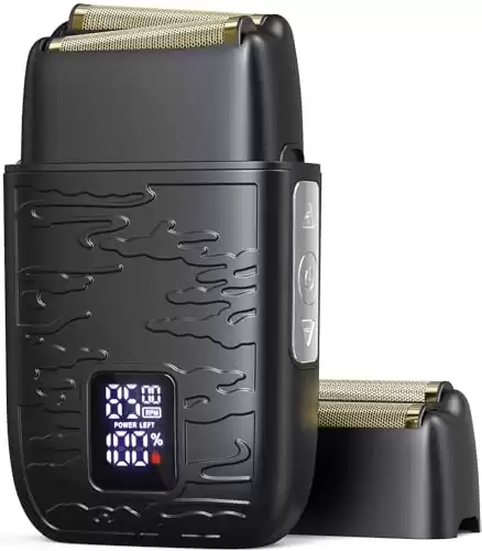 GLAKER Electric Razors for Men - Compact Foil Shaver with 3 Adjustable Speed & Extra Replacement Foil Blade, Cordless Barber Face Shavers for Bald Head & Sensitive Skin, Ideal Gifts for Men