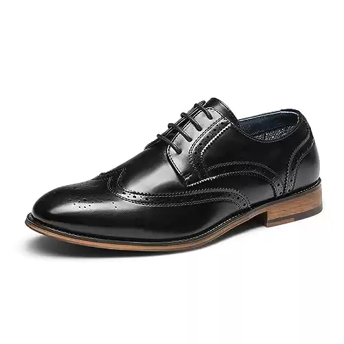 Bruno Marc Mens Classic Wing Tip Lace Up Soft Round Toe Oxfords Formal Dress Shoes, 1/Black – 10 (Brogue)