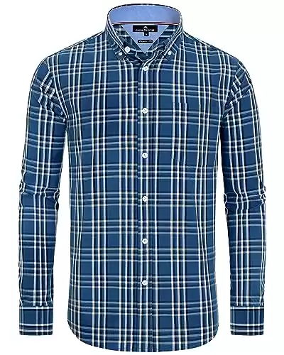 Alimens & Gentle Mens Long Sleeve Button Down Shirts Cotton Plaid (available in different sizes/colors)