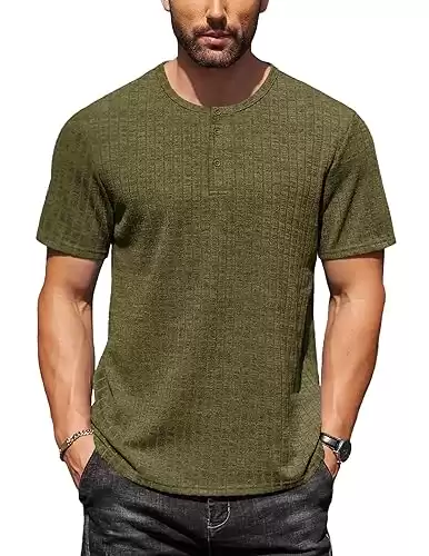 COOFANDY Men's Henley Shirts Short Sleeve Casual Basic Summer Ribbed T-Shirts
