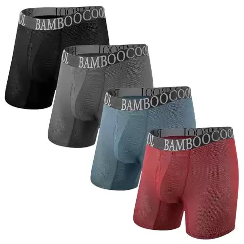 BAMBOO COOL Men's Cool Breathable Mesh Underwear Moisture-Wicking Boxer Briefs Performance 4 Pack (available in different sizes/colors)