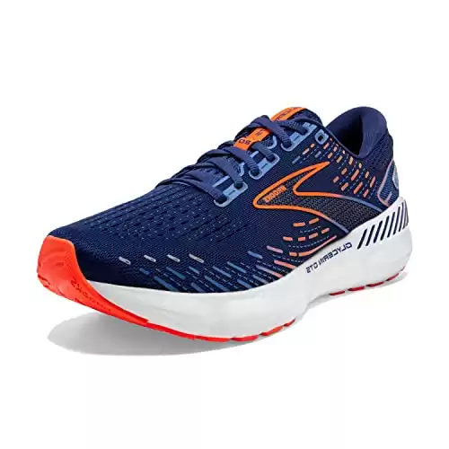 Brooks Glycerin Gts 20 Sneakers for Men - Low Top Design, Cushioned Footbed, and Synthetic Outsoles Shoes Blue Depths/Palace Blue/Orange 7.5 D - Medium