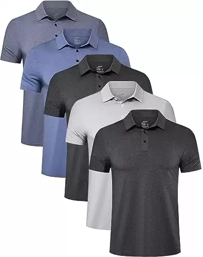 TELALEO 5 Pack Mens Polo Shirts Quick Dry Short Sleeve Golf T Shirt Performance Moisture Wicking Casual Workout L/02