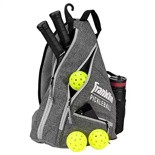 Franklin Sports Pickleball Bag - Men's and Women's Backpack - Official Adjustable Sling Bag of U.S Open Pickleball Championships - Gray/Gray
