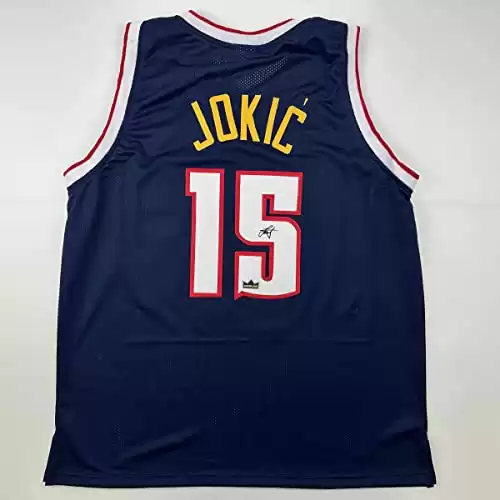 Facsimile Autographed Nikola Jokic Denver Blue Reprint Laser Auto Basketball Jersey Size Men's XL