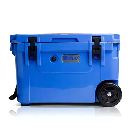 Blue Coolers Ice Vault 60 Quart, Roto-Molded Ice Cooler with Wheels | Large Ice Chest Holds Ice up to 10 Days | (Available in Different Colors)