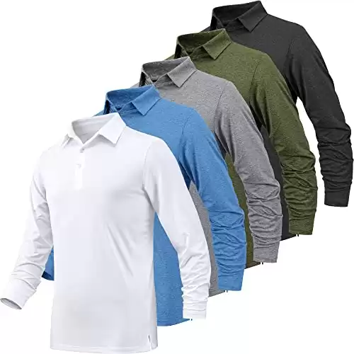 BALENNZ Polo Shirts for Men Long Sleeve Men's Polo Shirts Moisture Wicking Polo Tshirts Shirts for Men Quick Dry Mens Golf Polo Shirt 5AM01