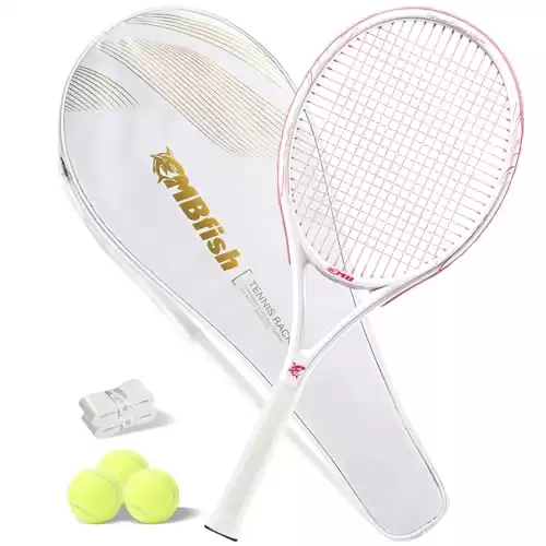 MBFISH Tennis Racket - Super Value Set with Durable Strings, Comfortable Handle, 27'' Tennis Racquet for Adults, Includes 3 Tennis Balls, 2 Overgrips and 1 Tennis Bag