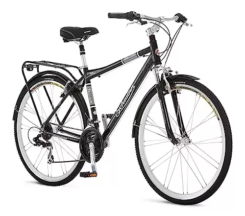 Schwinn Discover Adult Hybrid Bike for Men and Women, 700c Wheels, 21-Speeds, 19-Inch Aluminum Step-Over Frame, Front and Rear Fenders, Rear Cargo Rack (Available in Different Colors)