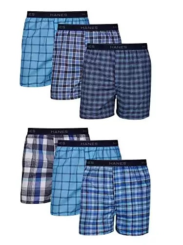 Hanes Men's Tagless Boxer With Exposed Waistband Multi-Packs, 6 Pack (available in different sizes/colors)