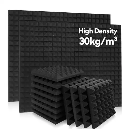 36 Pack Auslet Acoustic Panels 12 x 12 x 2 Inches, Pyramid Soundproof Wall Panels, High Density 30kg/m3, Black Acoustic Foam Panels, Sound Proof Panels for Walls