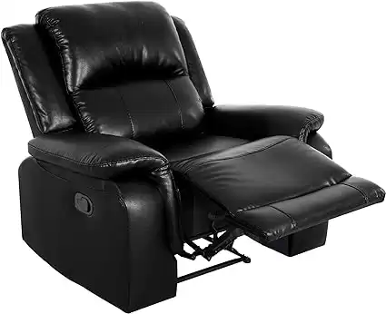 Timeless Comfort: Katie Recliner Chair - Manual Recliner Single Sofa Couch - Home Theater Seating for Big Man, Recliner Couch, Living Room Single Sofa Recliners, Air Leather, Espresso