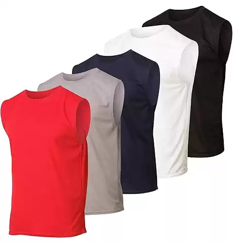 Real Essentials 5 Pack: Men's Mesh Active Athletic Tech Tank Top (Available in different sizes/colors)