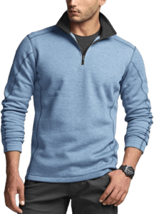 CQR Men's Thermal Fleece Quarter Zip Sweater, Outdoor Lightweight Long Sleeve Pullover, Casual Mock Neck Polo Sweaters