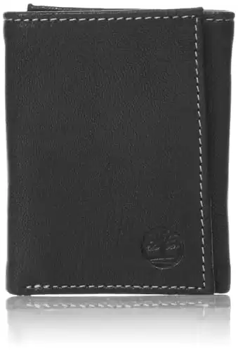 Timberland mens Genuine Leather Rfid Blocking Trifold Wallet, Black, One Size