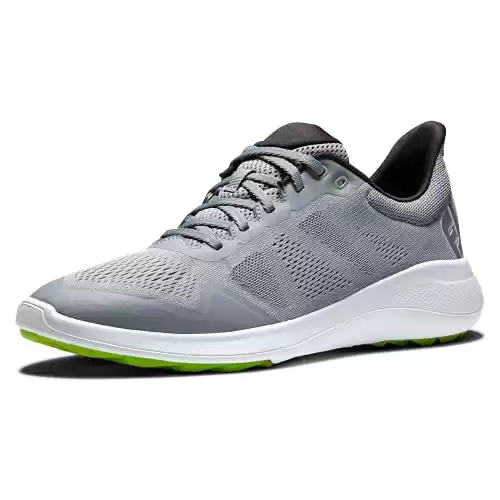 FootJoy Men's FJ Flex Golf Shoe, Grey/White/Lime