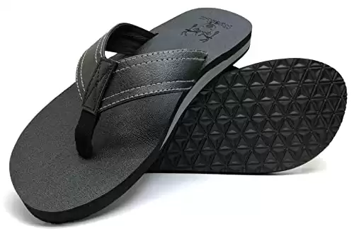 KuaiLu Men's Yoga Mat Leather Flip Flops Thong Sandals with Arch Support (Available in different sizes/colors)