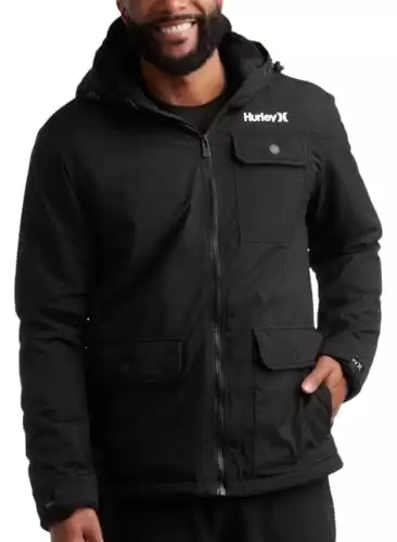 Hurley Men's Winter Jacket - Warm Sherpa Lined Outdoor Jacket with Multiple Pockets - Men's Zip Up Hooded Ski Jackets (Available in Different Sizes/Colors)