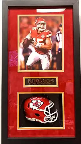 Patrick Mahomes Kansas City Chiefs Signed Autograph Speed Mini Helmet Rare Custom Shadow Box 13x24x3 JSA Witnessed Certified