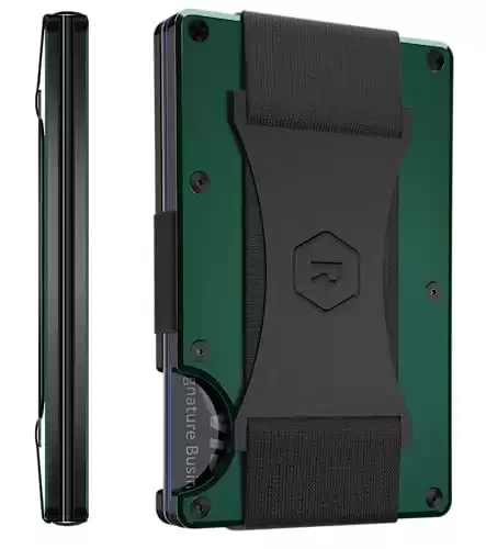 The Ridge Wallet For Men, Slim Wallet For Men - Thin as a Rail, Minimalist Aesthetics, Holds up to 12 Cards, RFID Safe, Blocks Chip Readers, Aluminum Wallet With Cash Strap (Available in Different Col...