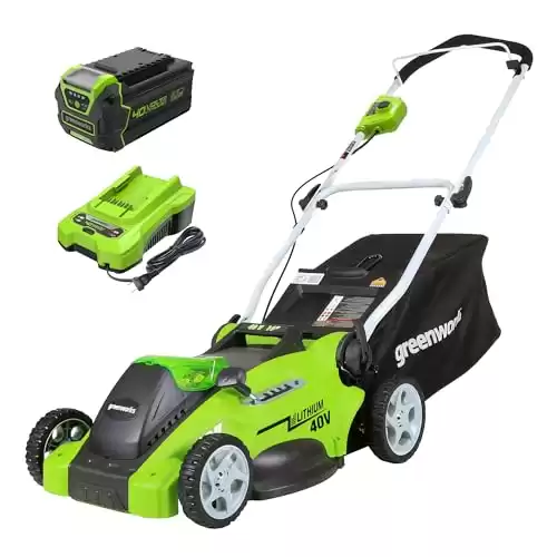 Greenworks 40V 16" Cordless (Push) Lawn Mower (75+ Compatible Tools), 4.0Ah Battery and Charger Included