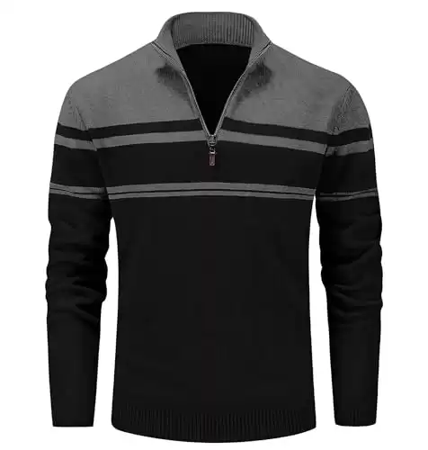 Men Striped Sweater Golf Pullover Mens Casual Sweater Turtleneck Shirts Multi-Color Striped Tops Winter Thermal Sweater Slim Fit Sweaters Polo Sweater (Available in Different Sizes/Colors)