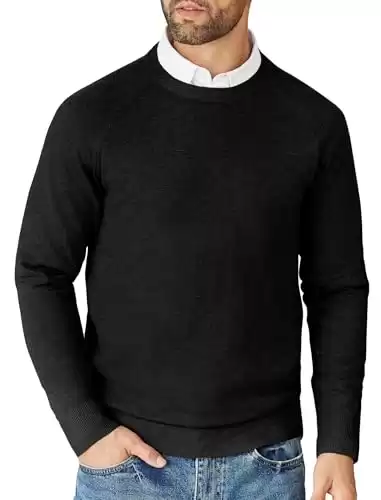 COOFADNY Men's Crew Neck Sweater Slim Fit Lightweight Pullover Basic Long Sleeve Knitted Crewneck Sweater Fall Casual Dressy Wear (Available in Different Sizes/Colors)