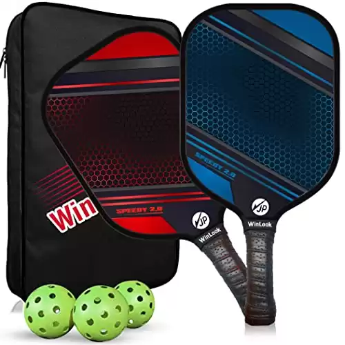 JP WinLook Premium Pickleball Set of 2 Graphite Pickleball Paddle - for Women & Men - for Indoor or Outdoor - USAPA Approved - Professional Pickleball Racquets, Pickleballs & Bag