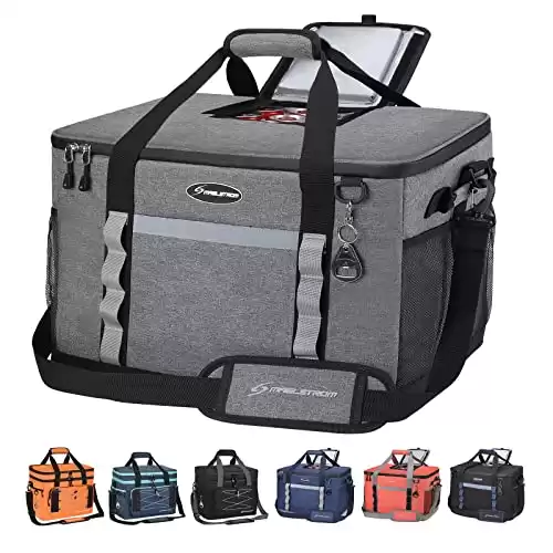 Maelstrom Collapsible Soft Sided Cooler - 75 Cans Extra Large Lunch Cooler Bag Insulated Leakproof Camping Cooler, Portable for Grocery Shopping, Camping, Tailgating and Road Trips Grey