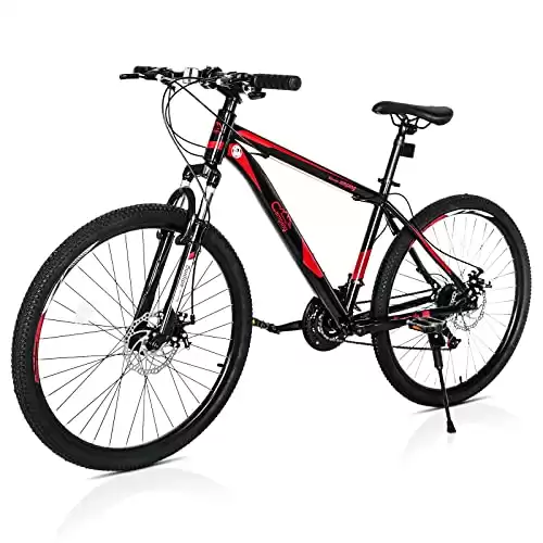 Ktaxon Mountain Bike 26 Inch Men & Women Mountain Bike 21-Speed Adult Bikes, Double Disc Brake, Suspension Fork,High Carbon Steel Frame (Available in Different Colors)