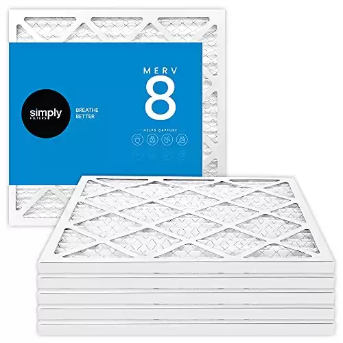 Simply Filters 14x20x1 MERV 8, MPR 600, Air Filter (6 Pack) - Actual Size: 13.75"x19.75"x0.75" HVAC, AC Furnace Air Filter