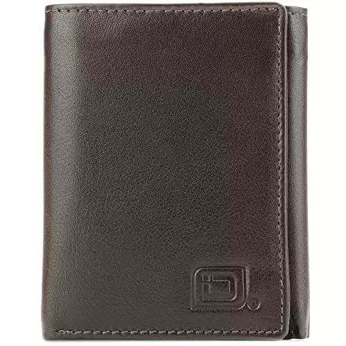 ID Stronghold Leather Trifold Wallets for Men - RFID Blocking - Mens Trifold Wallet (Available in Different Colors)