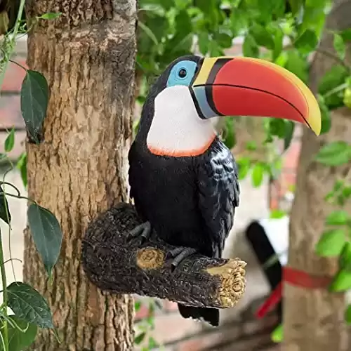 VIRAWA Toucan Tree Hugger Tree Decor Hanging Garden Statue 11.4 Inches High Multicolor Resin Tropical Animal Lawn Exotic Bird Sculpture Tree Decoration for Lawn Porch Yard Patio (Style2)