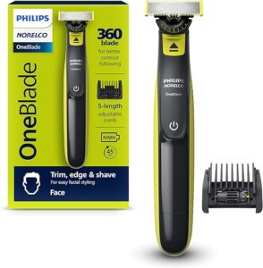 Philips Norelco OneBlade 360 Face, Hybrid Electric Beard Trimmer and Shaver