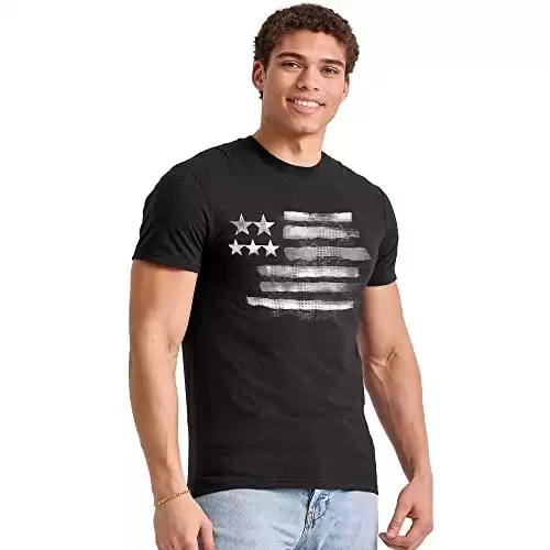 Hanes Mens Fashion-t-shirts, Black And White Flag US (available in different styles/colors)