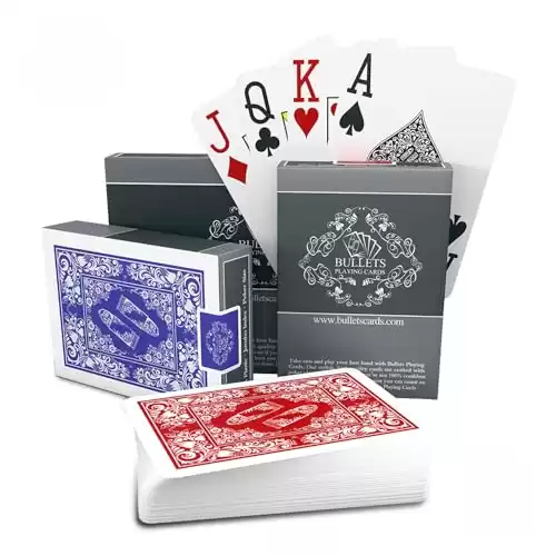 Bullets Playing Cards Two Decks of Poker Cards Waterproof Plastic Easy to Read & Great Feel - Jumbo Index & Two Pips Professional Playing Cards for Texas Holdem Poker