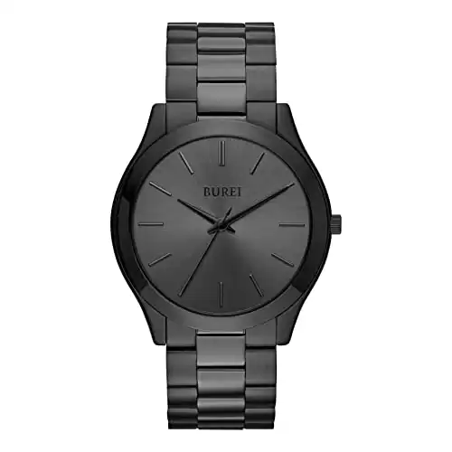 BUREI Fashion Minimalist Business Men's Wrist Watches Stainless Steel Waterproof Quartz Watch for Man,Valentines Day Gifts for Men (Available in Different Colors)