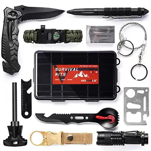 VEITORLD Gifts for Men Dad Husband Him, Christmas Stocking Stuffers, Survival Gear and Equipment 12 in 1, Survival Kits, Cool Unique Fishing Hunting Birthday Xmas Gift for Him Teen Boy Boyfriend Women