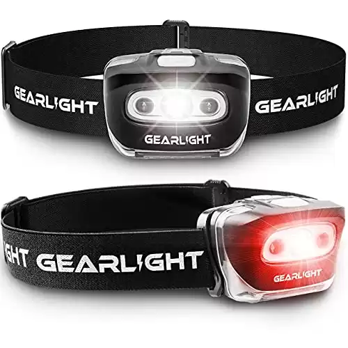 GearLight 2Pack LED Headlamp Outdoor Camping Headlamps with Adjustable Headband Lightweight Headlight with 7 Modes and Pivotable Head