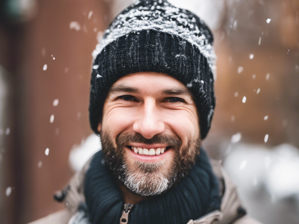 man wearing winter stocking cap no beard smiling